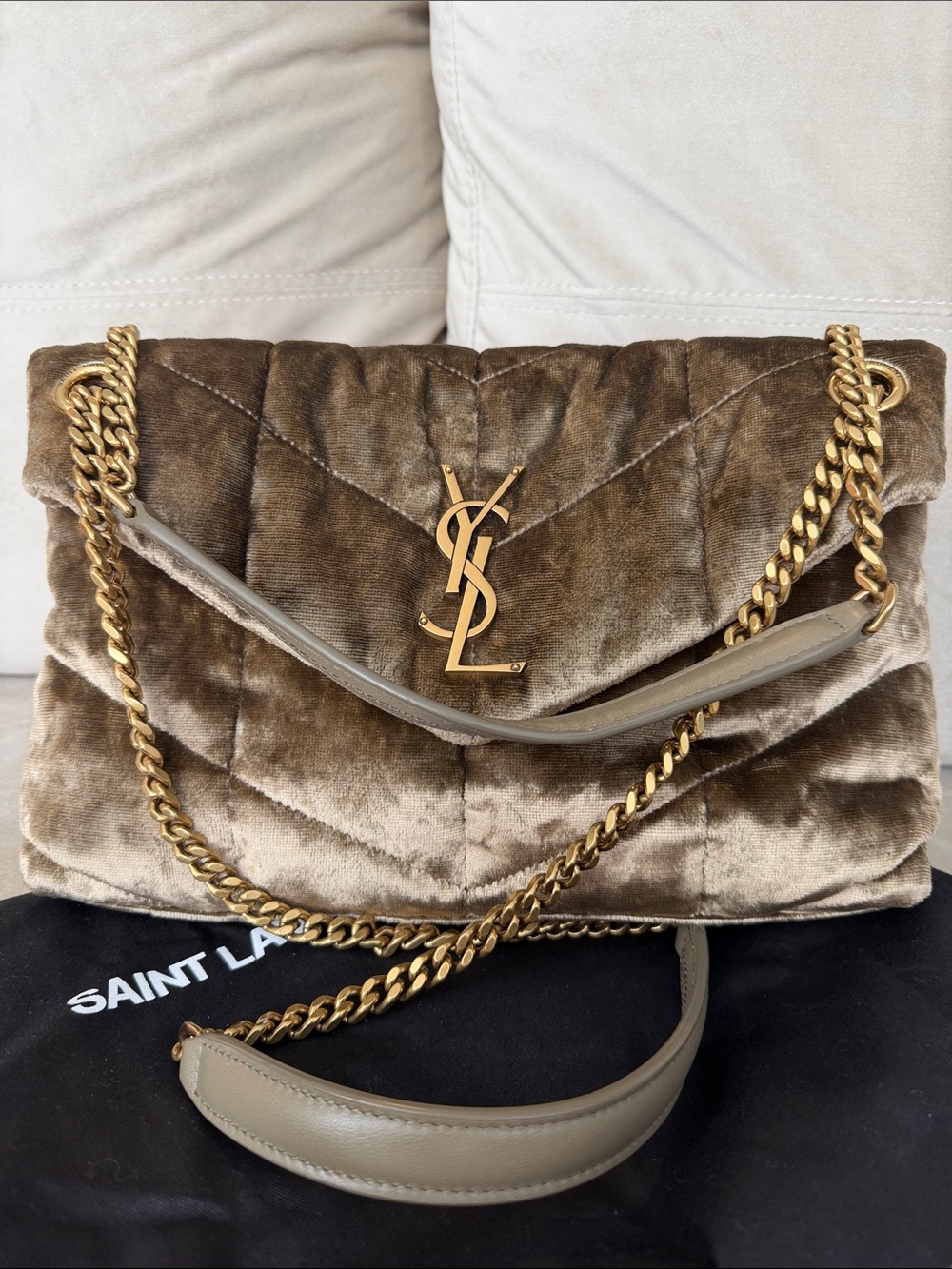 Saint Laurent Quilted Velvet Bag